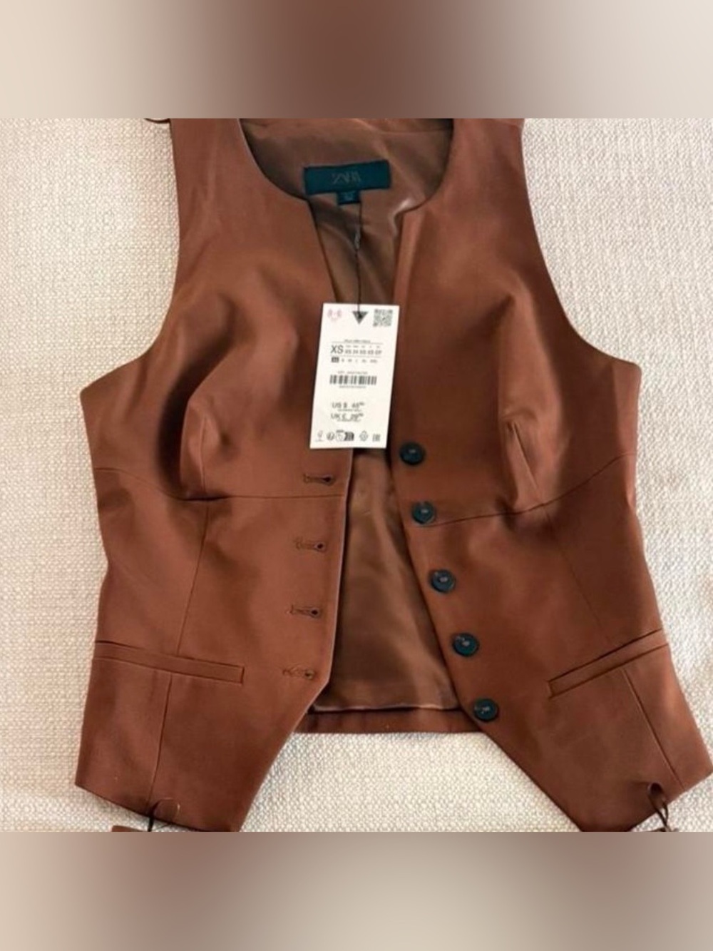 Zara Rust Brown Button-Up Vest